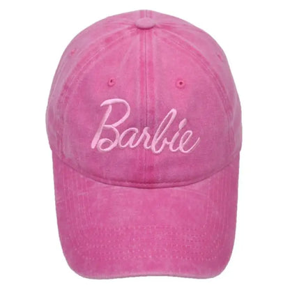 Anime New Letter Barbie Hat Vintage Washed Baseball Hat Women's Korean Edition Cute Embroidered Curved Eaves Duck Tongue Hat