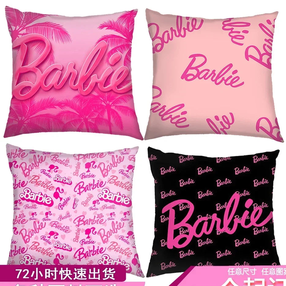 New Anime Barbie Cushion Cover Pink Girls Cartoon Flax Throw Pillows Case Car Sofa Home Decoration Gifts 45x45cm