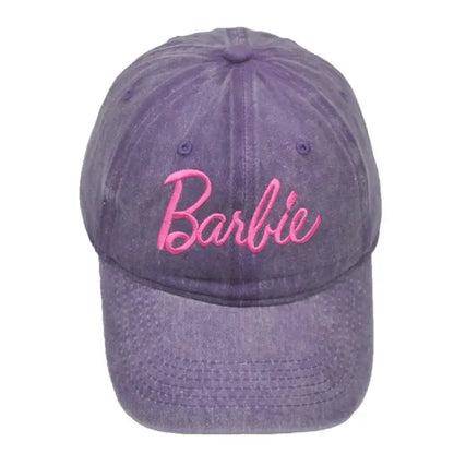 Anime New Letter Barbie Hat Vintage Washed Baseball Hat Women's Korean Edition Cute Embroidered Curved Eaves Duck Tongue Hat