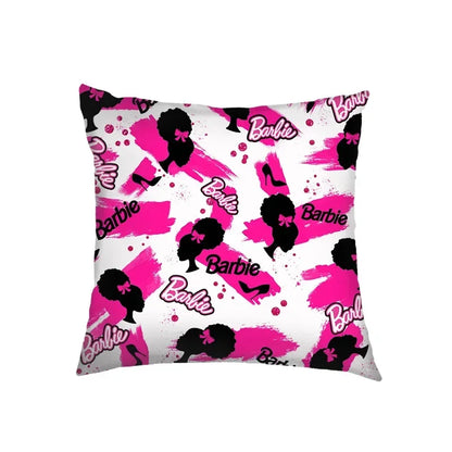 New Anime Barbie Cushion Cover Pink Girls Cartoon Flax Throw Pillows Case Car Sofa Home Decoration Gifts 45x45cm