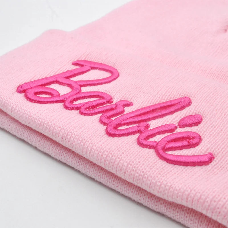 Barbie Hat Knitted Hat Cute Pink Pullover Hat Couple Ski Cap Kawaii Anime Accessories Winter Warm Women Christmas Gift Girl Toys